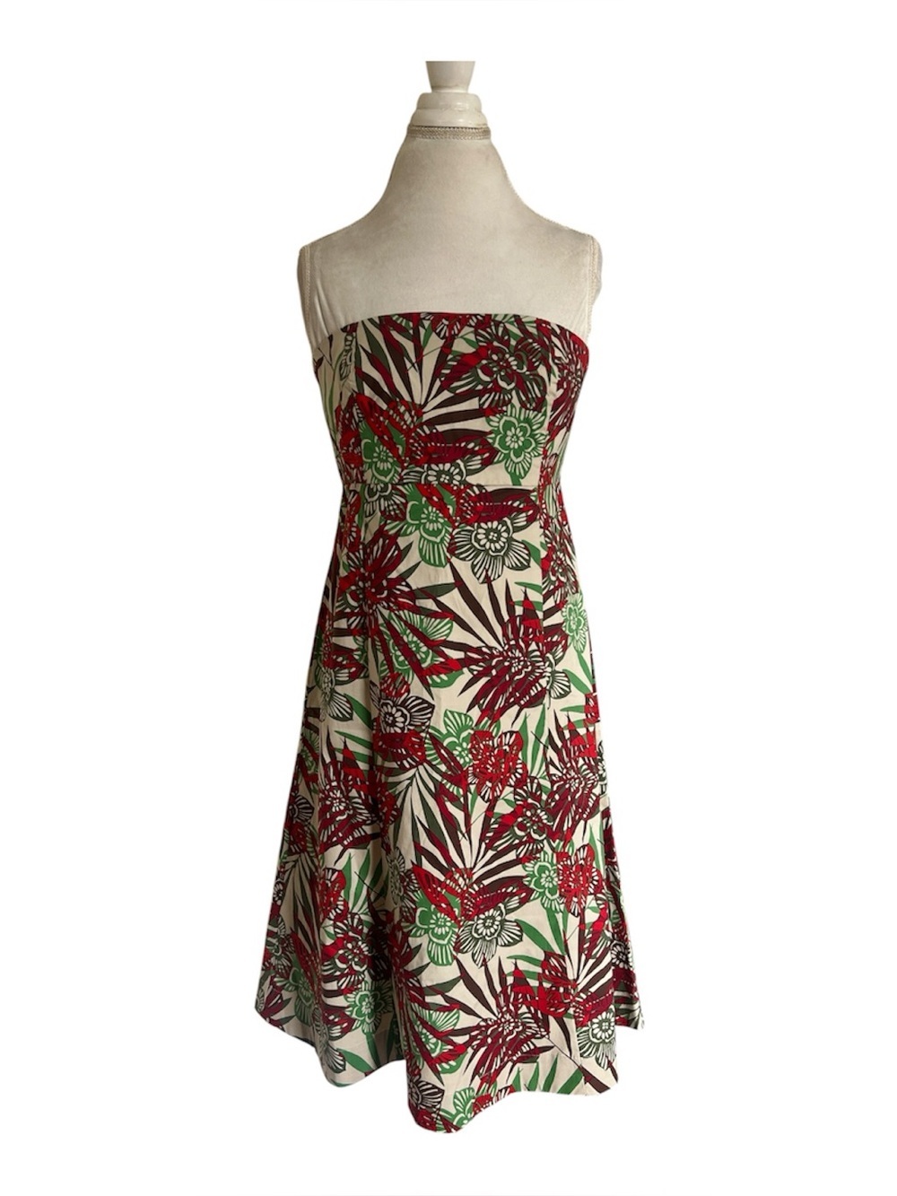 GAP Vintage Y2K 2006 Tropical Floral Strapless Midi Dress NWT Size 12 Reggae